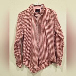 OU Oklahoma Sooners Men's Medium Red White Checkered Shirt